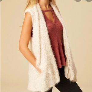 Fluffy sleeveless sweater